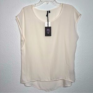 Love + Haight Cream Chiffon Sleeveless Blouse New XL